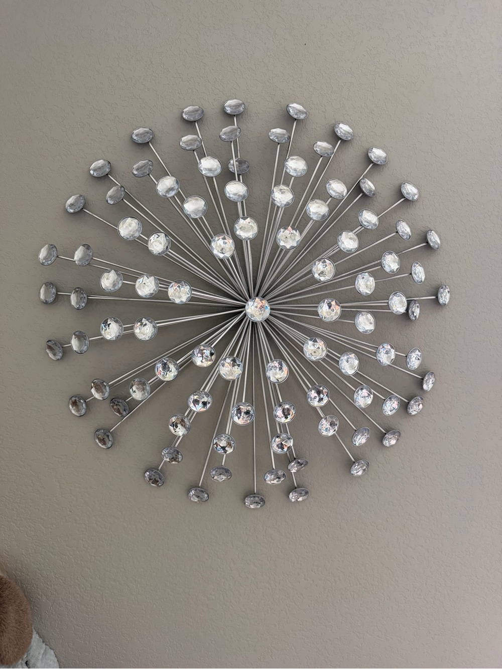 Sparkling Silver Crystal Burst Wall Decor - Modern Home Accent